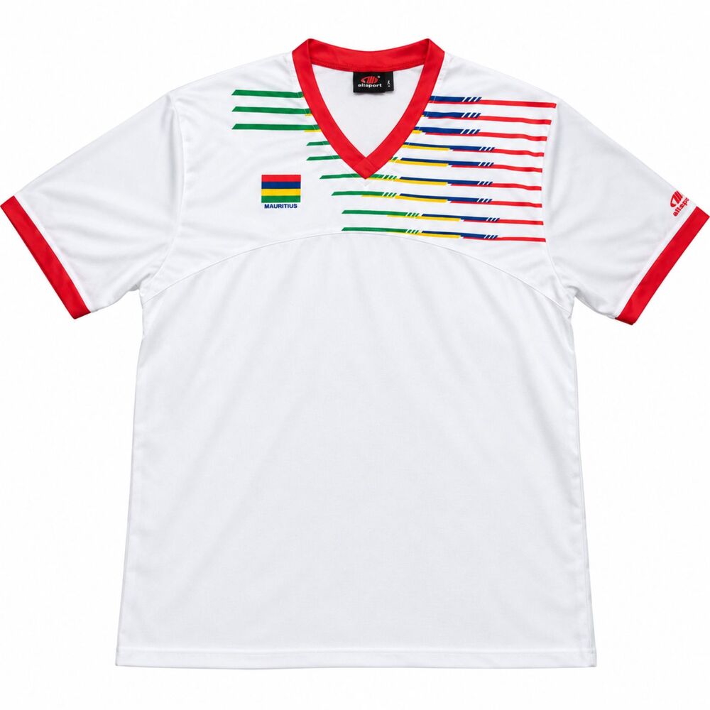 Allsport Mauritius Soccer Jersey Mens XL White Red Vintage Style Football Shirt